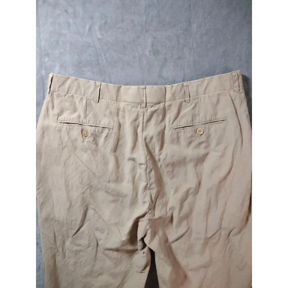 VTG Polo Ralph Lauren Dress Pants 36/30 Beige Linen Silk Formal Office Preppy